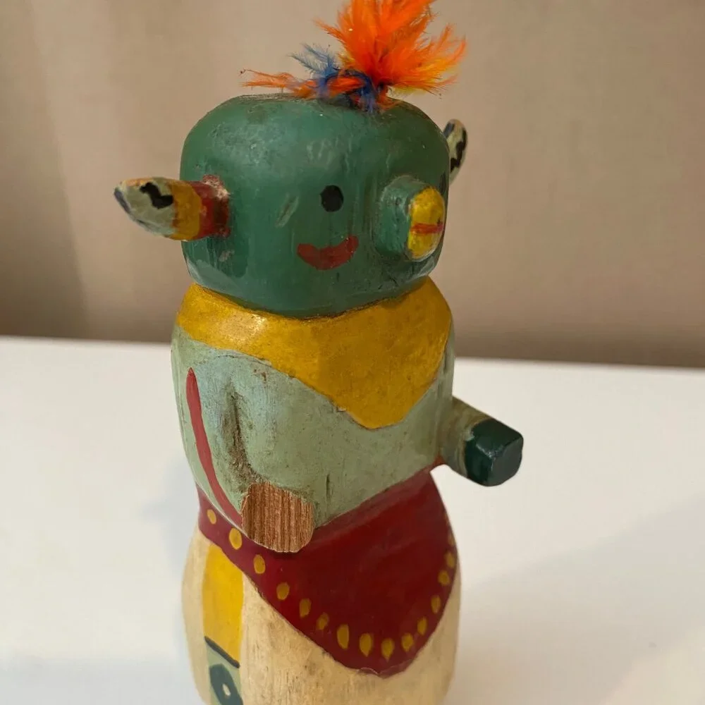 Antique Hopi Kachina Doll‎ Hand Painted Wood 5” – Broken Right Hand